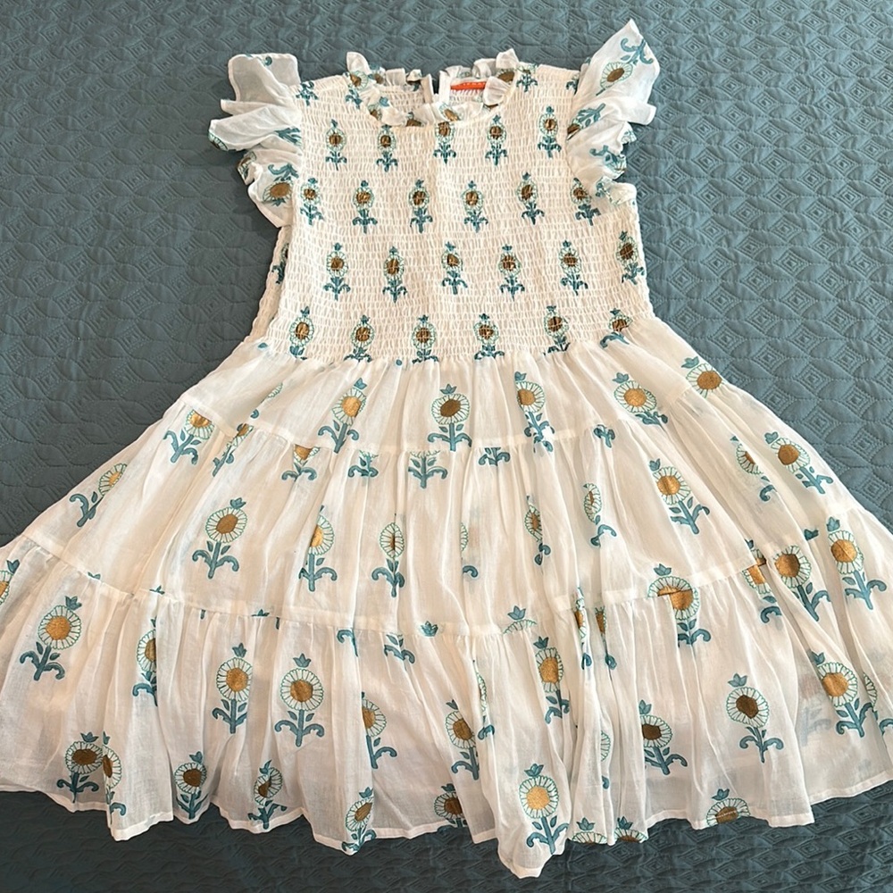 Oliphant Smocked Flirty Short Dress, L